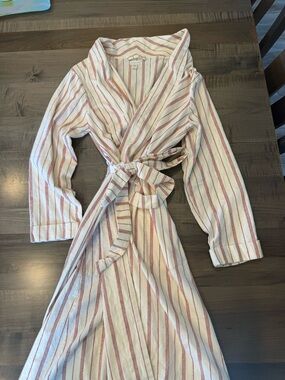 Garnet Hill Vertical Stripes Organic Cotton Robe